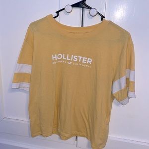 Yellow and white striped hollister shirt